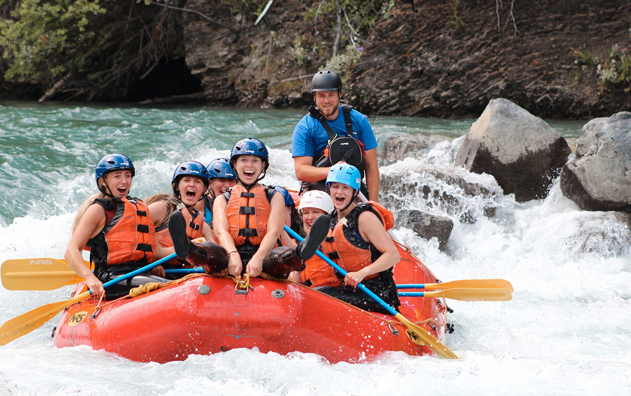 A family enjoying a trip to the Canadian Rockies