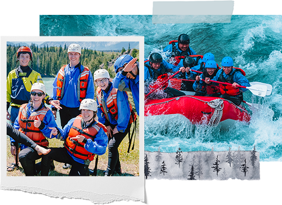 group posing for a photo after whitewater rafting