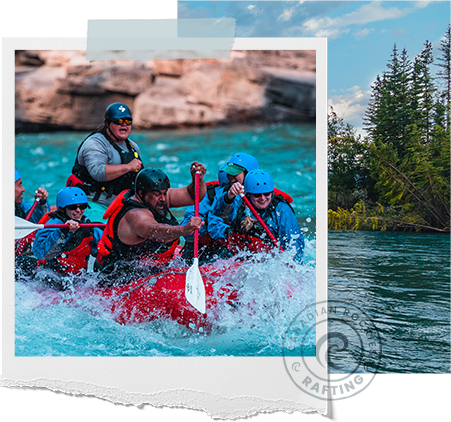 A guide motivating the guests to keep paddling