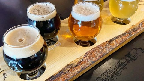 Beer flight from Sheepdog Brewery 

