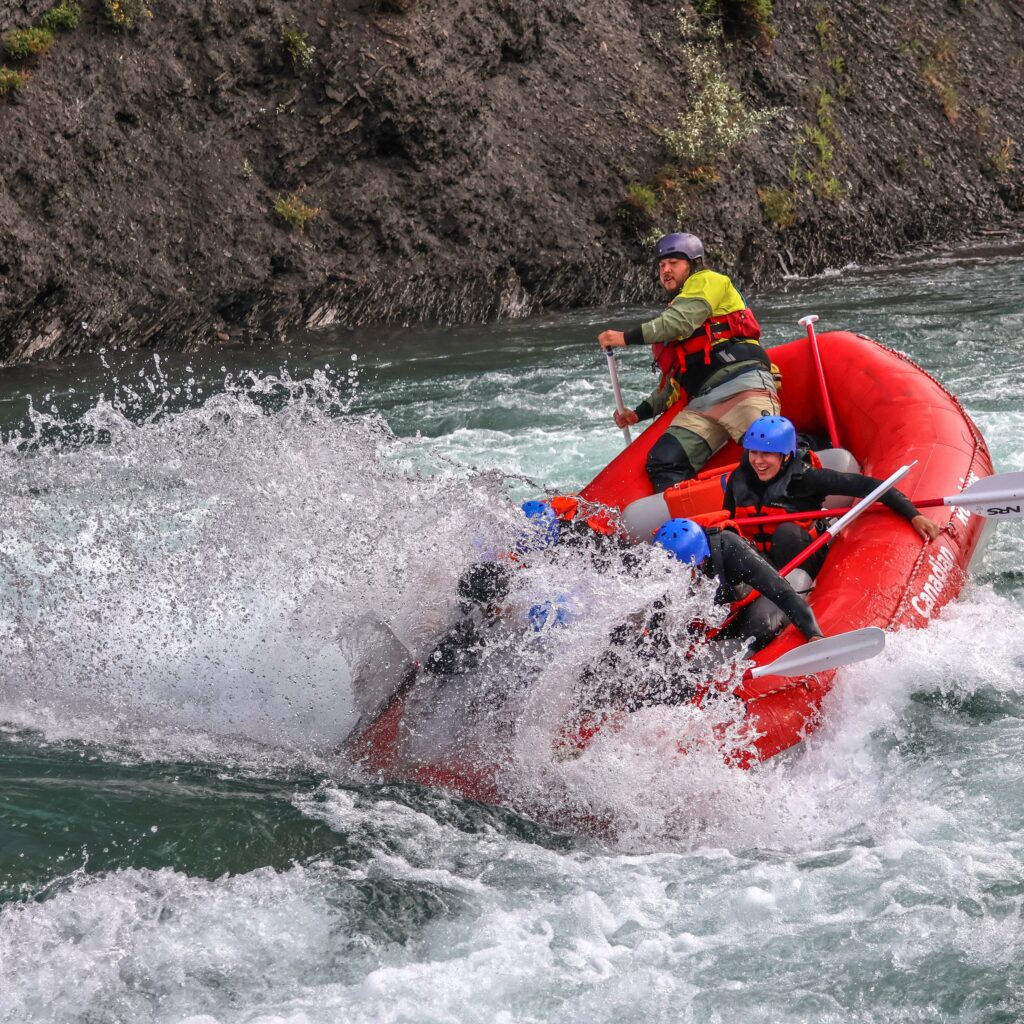 Surfing on the Kananaskis River on the Kananaskis Surf Trip with Canadian Rockies Rafting
